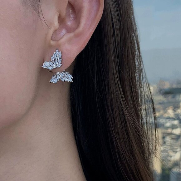 Elegant Silver Butterfly Earrings - Picture 4 of 5